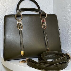 Military Green/ Gold Color Small purse with a long and adjustable strap